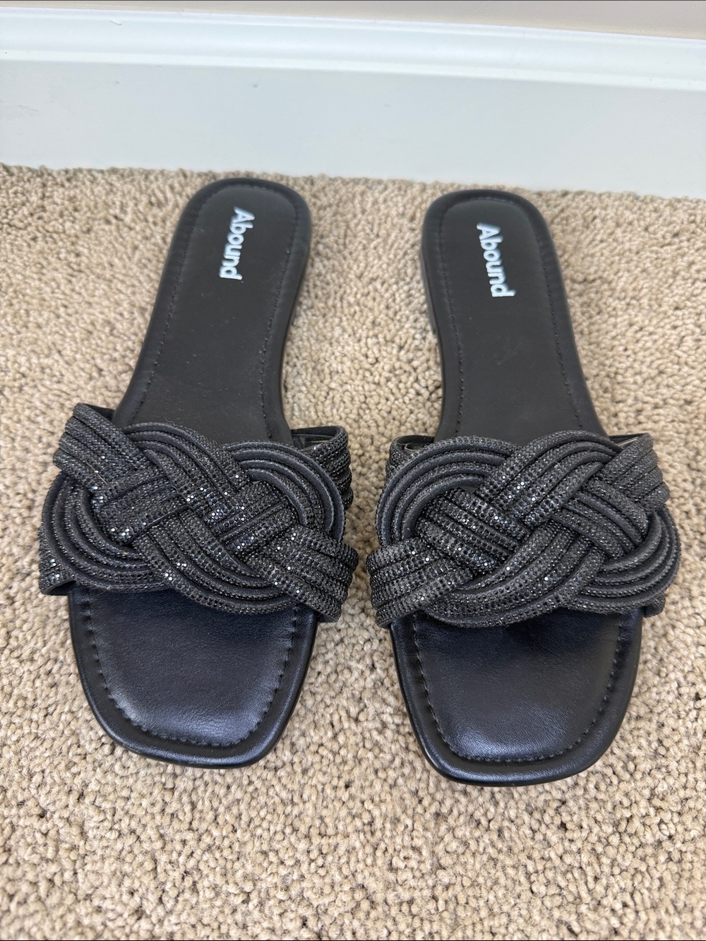 Abound | Black Braided Knot Slide Sandals | 8.5